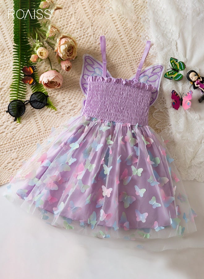 رويس فستان صيفي للفتيات بتصميم أجنحة الفراشة، فستان كاميسول فريد من نوعه بحمالة قابلة للتعديل، فستان أنيق وعصري للفتيات، مناسب للارتداء اليومي أو أي مناسبة - Image 2